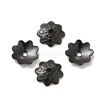 Ion Plating(IP) 304 Stainless Steel Bead Caps, Flower, Multi-Petal, Electrophoresis Black, 7.5x7x2mm, Hole: 2mm(STAS-F075-24EB)