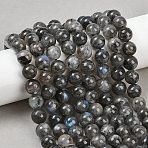 Natural Labradorite Beads Strands, Round, 9.5~10.5mm, Hole: 1.2mm, about 39pcs/strand, 15.43''(39.2cm)(G-Z133-A01-10mm-01)