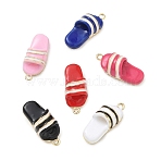 Alloy Enamel Pendants, Slippers Charms, Rack Plating, Golden, Long-Lasting Plated, Mixed Color, 20x9x7.5mm, Hole: 1.4mm(ENAM-K076-43G)