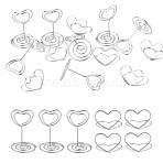 30Pcs 2 Styles Iron Name Card Holder, Photo Memo Holders, for Wedding, Birthday Party Table Number Sign, Heart, Platinum, 25~30x24~50mm, 15pcs/style(ODIS-TA0001-09)