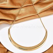 304 Stainless Steel Arc Shaped Pendant Snake Chain Necklaces for Women, Golden, 15.75 inch(40cm)(NJEW-B122-03G)