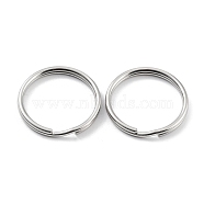 304 Stainless Steel Split Key Rings, Keychain Clasp Findings, 2-Loop Round Ring, Stainless Steel Color, 32x2mm, Single Wire: 1.75mm(STAS-Q314-02B-P)