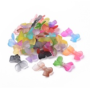Two Tone Frosted Transparent Acrylic Beads, Bowknot, Mixed Color, 22.5~25x31.5~33.5x5~7mm, Hole: 2.5mm(OACR-P011-01D)