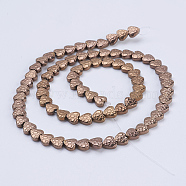 Electroplate Non-magnetic Synthetic Hematite Beads Strands, Heart, Copper Plated, 6x6x2mm, Hole: 1mm, about 75pcs/strand, 16.1 inch(41cm)(G-J380-6mm-A07)