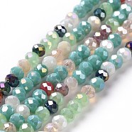 Glass Beads Strands, Faceted, Abacus, Medium Aquamarine, 4x4.5~5mm, Hole: 0.8~1mm, about 120pcs/strand, 16.93''(43cm)(GLAA-E036-05E)