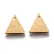 Ion Plating(IP) 304 Stainless Steel Pendants, Stamping Blank Tag, Laser Cut, Double Side Drawbench Effect, Triangle, Golden, 10x10x1mm, Hole: 1mm(STAS-O133-04A-G)