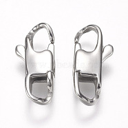 304 Stainless Steel Lobster Claw Clasps, Stainless Steel Color, 16x7x3.5mm, Hole: 3x4mm(STAS-I082-13P-05)