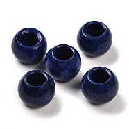Synthetic Gemstone Imitation Lapis Lazuli European Beads, Large Hole Beads, Round, 12x9~9.5mm, Hole: 5.5~6mm(G-R488-01L)