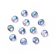 Glass Charms, Faceted, Cone, Purple, 14x7mm, Hole: 1mm(RGLA-L026-C28)