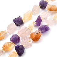 Rough Raw Natural Ametrine Beads Strands, Nuggets, 12~21x8~15x8~13mm, Hole: 0.9mm, about 28pcs/strand, 15.75''(40cm)(G-C069-04)