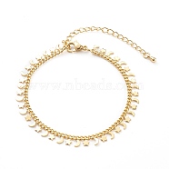 Brass Charm Bracelets, with Curb Chains, Star & Moon, Golden, 7-1/4 inch(18.5cm)(BJEW-JB06098)