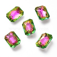 Glass Rhinestone Pendants, Back Plated, Faceted, Octagon Rectangle, Vintage Rose, 16x11x5.5mm, Hole: 1.6mm(RGLA-A024-E01-001VR)