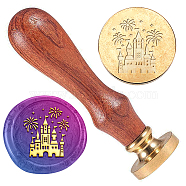 Wax Seal Stamp Set, Golden Tone Sealing Wax Stamp Solid Brass Head, with Retro Wood Handle, for Envelopes Invitations, Gift Card, Cattle, 83x22mm, Stamps: 25x14.5mm(AJEW-WH0208-984)