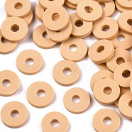 Handmade Polymer Clay Beads, for DIY Jewelry Crafts Supplies, Disc/Flat Round, Heishi Beads, Bisque, 6x1mm, Hole: 2mm, about 1175pcs/50g(X-CLAY-Q251-6.0mm-32)