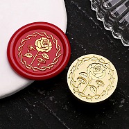 Golden Tone Wax Seal Brass Stamp Heads, for Wax Seal Stamp, Halloween Day Series, Flower, 25x14mm, Hole: 7mm(AJEW-U008-01G-14)