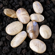 Natural Moonstone Palm Stones for Anxiety Therapy, Oval Thumb Stone, 40~70mm(PW-WG18625-01)