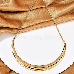 304 Stainless Steel Arc Shaped Pendant Snake Chain Necklaces for Women, Golden, 15.75 inch(40cm)(NJEW-B122-03G)