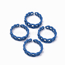 Spray Painted Alloy Cuff Rings, Open Rings, Cadmium Free & Lead Free, Curb Chain Shape, Dark Blue, US Size 7 1/4(17.5mm)(RJEW-T011-32A-RS)
