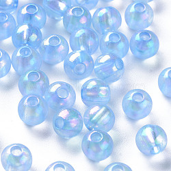 Transparent Acrylic Beads, AB Color Plated, Round, Cornflower Blue, 6x5mm, Hole: 1.8mm, about 440pcs/50g(X-MACR-S370-B6mm-749)