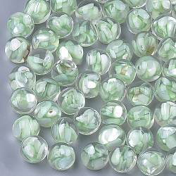 Transparent Acrylic Cabochons, with Shell, Round, Aquamarine, 12x11mm, bottom: 7mm(MACR-S361-12A-06)