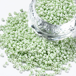 Glass Seed Beads, Baking Paint, Round Hole, Round, Light Green, 2~3x1.5~2mm, Hole: 0.8mm, about 450g/Pound(SEED-S060-A-971)