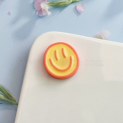 Cute Multifunction Resin Magnetic Refrigerator Sticker Fridge Magnets Hanging Hook,  with Enamel, Smiling Face, Light Khaki, 23x22mm(SMFA-PW0001-66C)