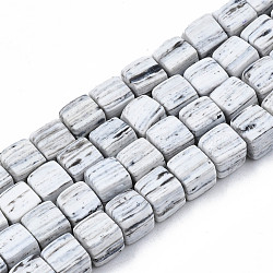 Handmade Polymer Clay Beads Strands, Cube, Gray, 6~6.5x6~6.5x6~6.5mm, Hole: 1.4mm, about 61pcs/strand, 15.75 inch~15.94 inch(40.5cm)(CLAY-N008-060-02)