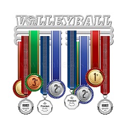 Custom Fashion Iron Medal Hanger Holder Display Wall Rack, with Screws, Word Volleyball, Silver, 120x400mm(ODIS-WH0024-006)