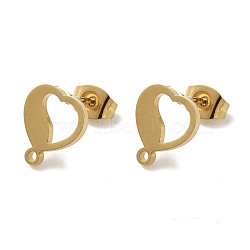 Ion Plating(IP) 304 Stainless Steel Stud Earring Findings, Golden, 11x9.5mm, Hole: 1.2mm, Pin: 0.7x11mm(STAS-I206-60G)