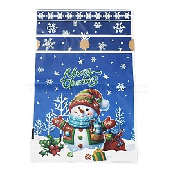 Christmas Snowman Plastic  Packing Pouches Drawstring Bags, Rectangle, Royal Blue, 23x15x0.01cm(ABAG-Q053-05C)