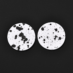 Airspay Painted Acrylic Pendants, Round, White, 30x2.5mm, Hole: 1.6mm(ACRP-C006-01A-02)