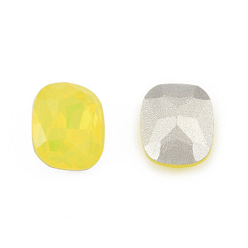 K9 Glass Rhinestone Cabochons, Pointed Back & Back Plated, Faceted, Oval, Citrine, 10x8x4mm
