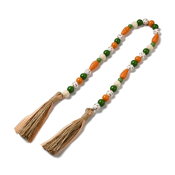 Wood Beaded Garland Hanging Ornament, with Tassels for Easter Decorations, Colorful, 850mm