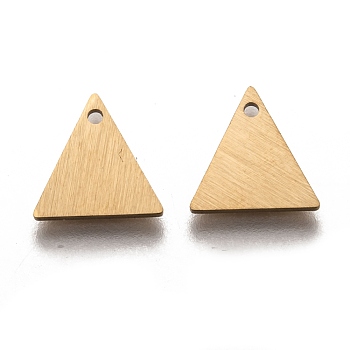 Ion Plating(IP) 304 Stainless Steel Pendants, Stamping Blank Tag, Laser Cut, Double Side Drawbench Effect, Triangle, Golden, 10x10x1mm, Hole: 1mm