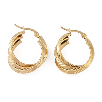 PVD Vacuum Plating 201 Stainless Steel Hoop Earrings, with 304 Stainless Steel Pin, Golden, 29x9mm