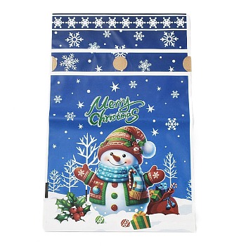 Christmas Snowman Plastic  Packing Pouches Drawstring Bags, Rectangle, Royal Blue, 23x15x0.01cm