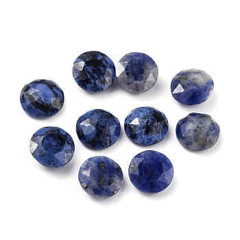 Natural Sodalite Cabochons, Faceted, Flat Round, 10x4.5mm