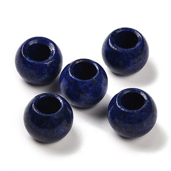 Synthetic Gemstone Imitation Lapis Lazuli European Beads, Large Hole Beads, Round, 12x9~9.5mm, Hole: 5.5~6mm