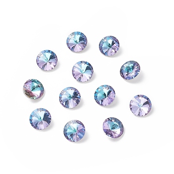 Glass Charms, Faceted, Cone, Purple, 14x7mm, Hole: 1mm