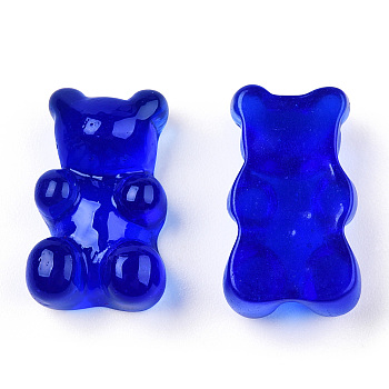 Translucent Resin Cabochons, Bear, Blue, 18.5x11x7mm