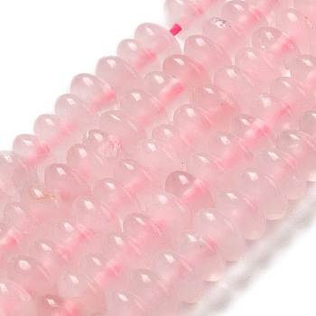 Natural Rose Quartz Beads Strands, Saucer Beads, Rondelle, 6.5x3mm, Hole: 1mm, about 118~119pcs/strand, 15.35''(39cm)