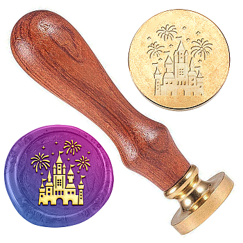 Wax Seal Stamp Set, Golden Tone Sealing Wax Stamp Solid Brass Head, with Retro Wood Handle, for Envelopes Invitations, Gift Card, Cattle, 83x22mm, Stamps: 25x14.5mm