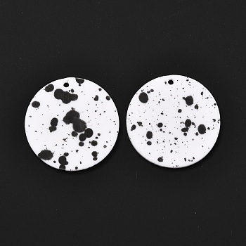 Airspay Painted Acrylic Pendants, Round, White, 30x2.5mm, Hole: 1.6mm