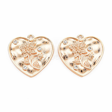 Real 18K Gold Plated Clear Heart Brass+Cubic Zirconia Pendants