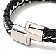 Leather & 304 Stainless Steel Braided Cord Bracelet with Magnetic Clasp for Men Women(BJEW-C021-21)-5