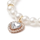 Acrylic Pearl Round Beaded Stretch Bracelet with Alloy Rhinestone Heart Charms for Women(BJEW-JB09232)-3