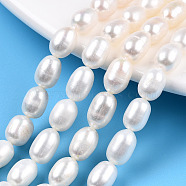 Natural Cultured Freshwater Pearl Beads Strands, Rice, Seashell Color, 7~11.5x6~6.5mm, Hole: 0.7~0.8mm, about 38~45pcs/strand, 14.37 inch(36.5cm)(PEAR-N012-06Q)