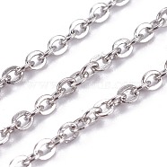 304 Stainless Steel Cable Chains, Soldered, with Spool, Flat Oval, Stainless Steel Color, 2.5x2.1x0.5mm, about 65.61 Feet(20m)/roll(STAS-I107-04P)