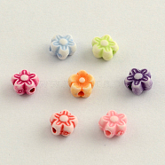 Craft Style Acrylic Beads, Flower, Mixed Color, 7x4mm, Hole: 2mm, about 4000pcs/500g(MACR-Q153-M016)