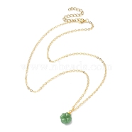 Clover Glass Pendant Necklace with Cable Chains, Real 18K Gold Plated Brass Necklace for Women, Green, 18.50 inch(47cm)(NJEW-TA00087)
